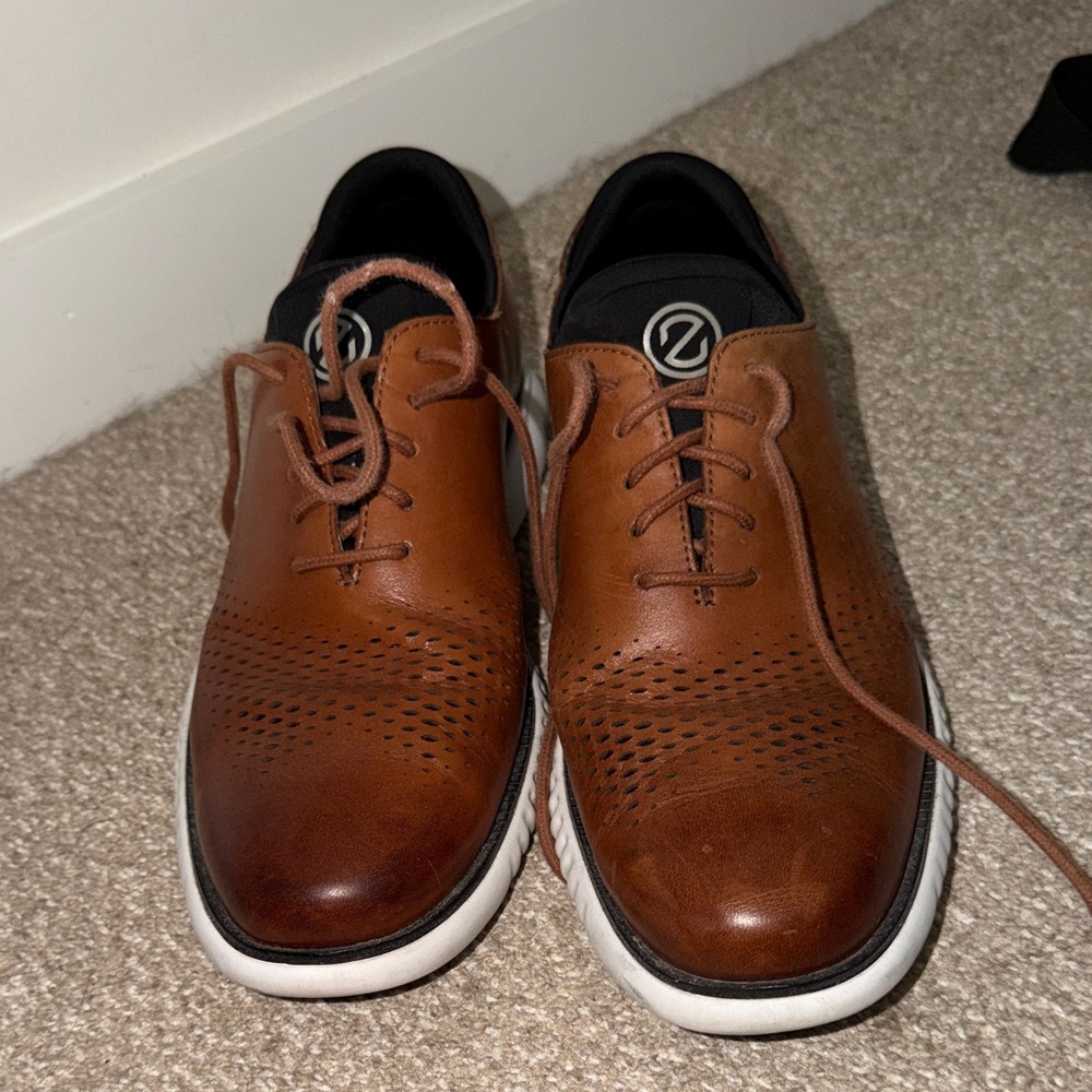 Cole Haan Tan brown Leather lace up zerogrand Oxfords